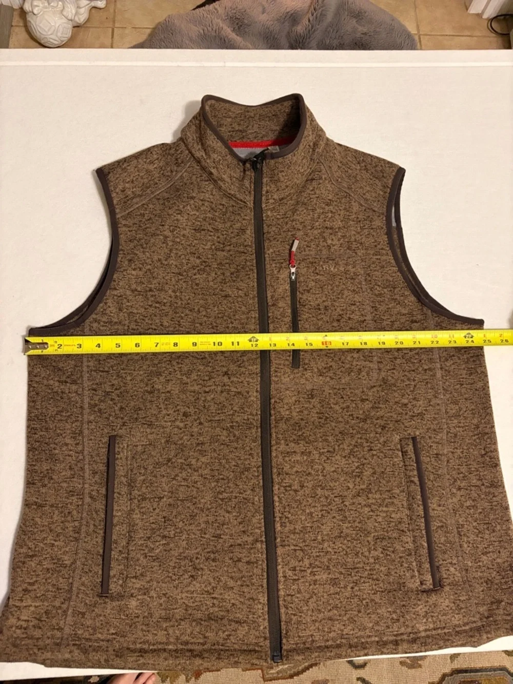 Orvis Brown Denali Sweater Fleece Vest Full Zip XL